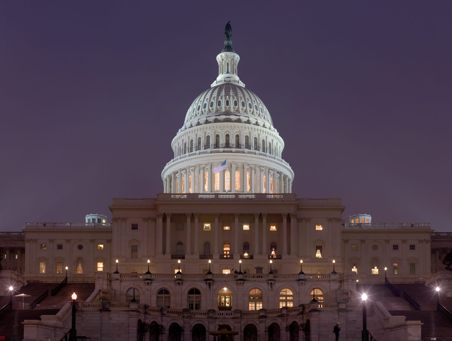 The United States Capitol in Washington, D.C., at night